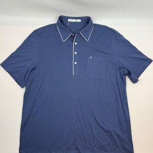 Criquet Mens Navy Blue Short Sleeve Polo Shirt XXL Contrast Trim Pocket